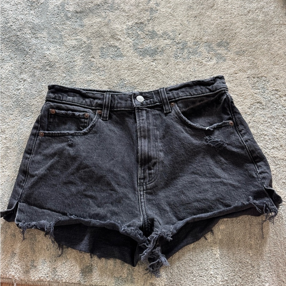 Abercrombie and fitch black denim shorts